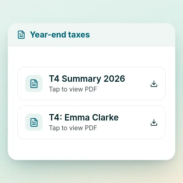 T4 Summary and caregiver T4 slips ready to download in RoostPay