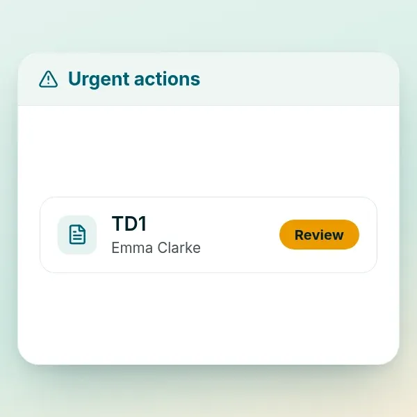 RoostPay dashboard alert asking you to review caregiver TD1 amounts