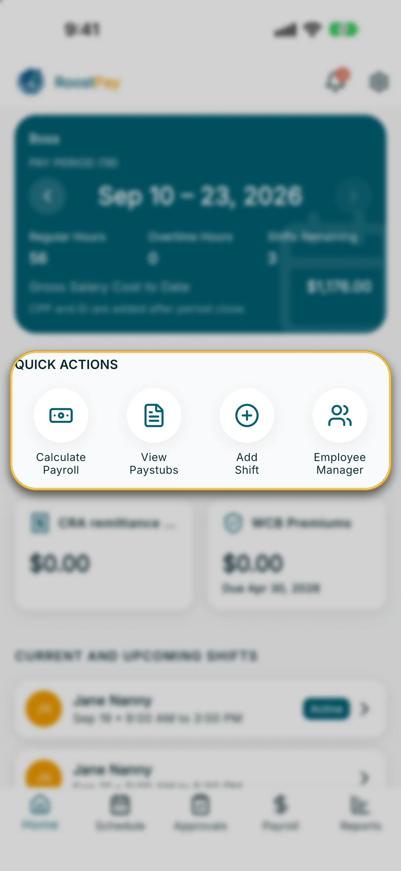 Employer Home with the Quick Actions section highlighted